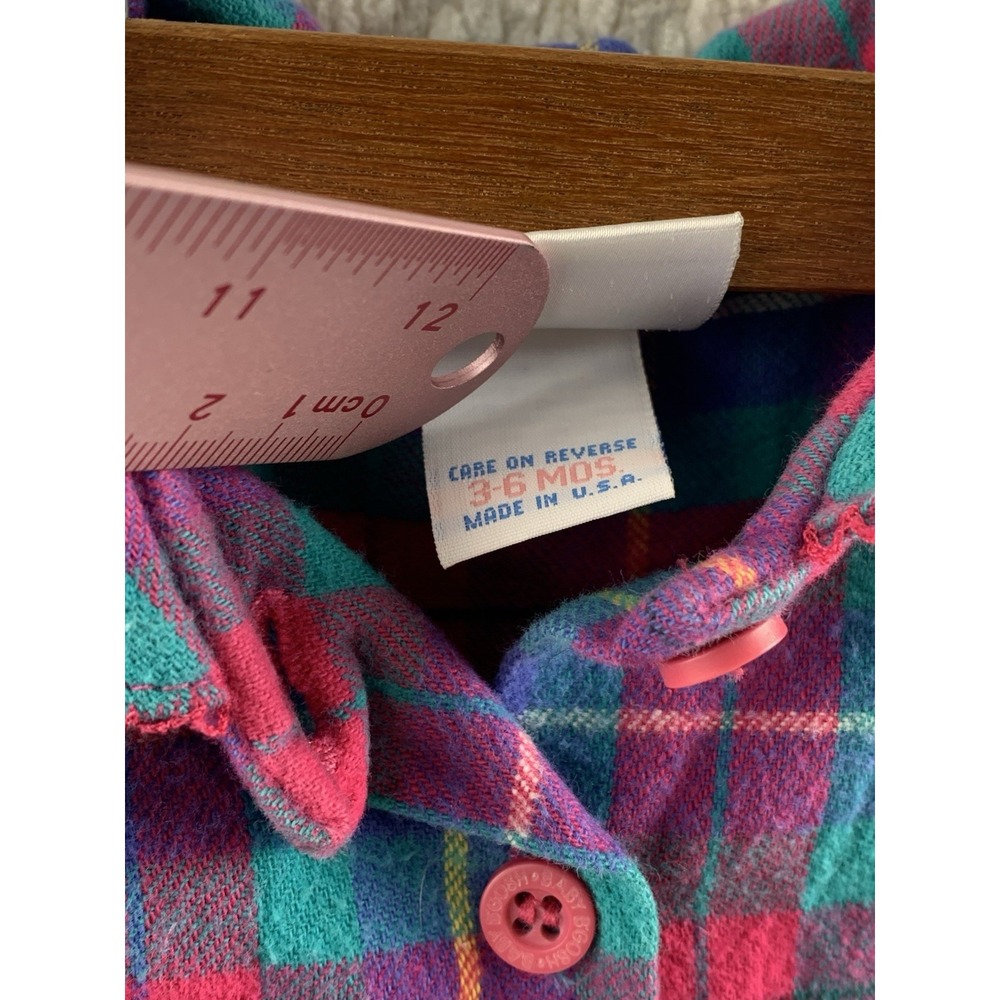 Vintage OshKosh Baby B'gosh Bubble Romper‎ 3-6 Mos Multi Color Block Plaid USA - Picture 13 of 16
